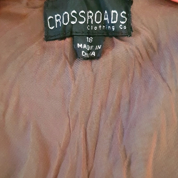 Crossroads Torquious and Brown ruffled Top 100% Polyester Size 18 - Picture 6 of 8